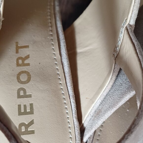 Report Womens Shoes 9 Lawrena Block Heel Faux Suede Tan Classic Feminine - Picture 6 of 10